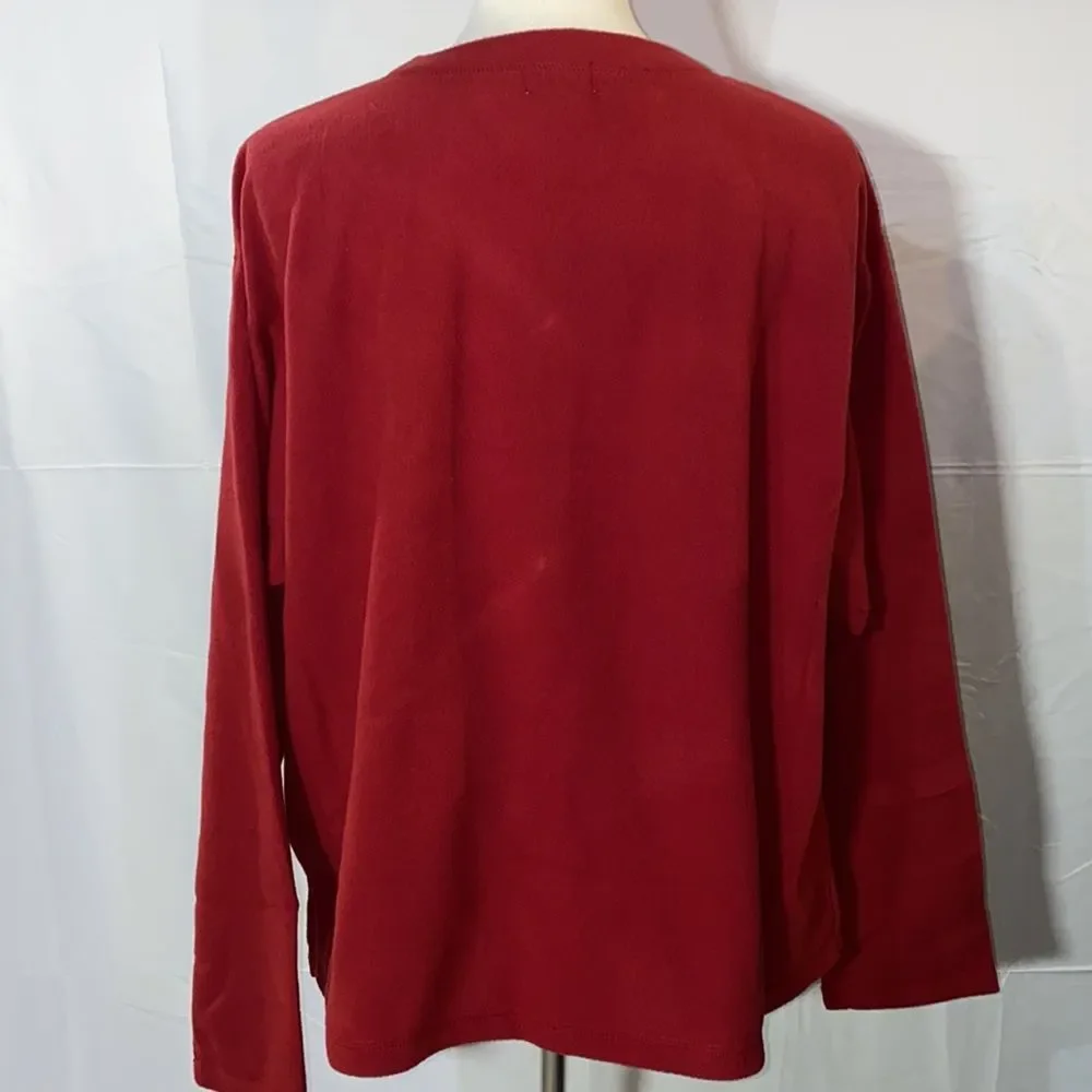 Vintage 80’s J. Crew Fleece V-Neck Pullover Size XL Made In USA